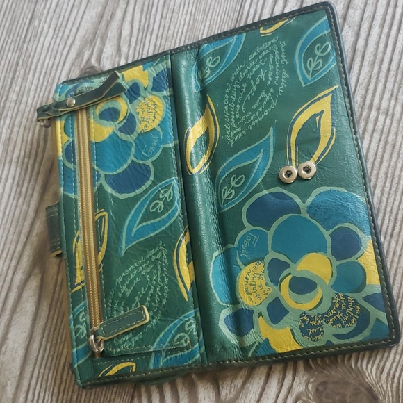 Fossil green and blue floral bifold wallet - Picture 4 of 6